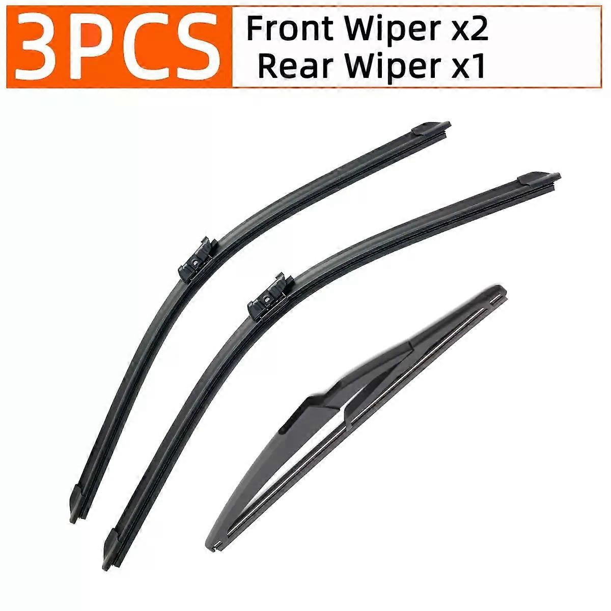 3PCS Car Wiper compatible for Fiat 500 312 2007-2017 Front Rear Windshield Four Seasons durable Accessories 2007 2008 2009 2010 2016 2017