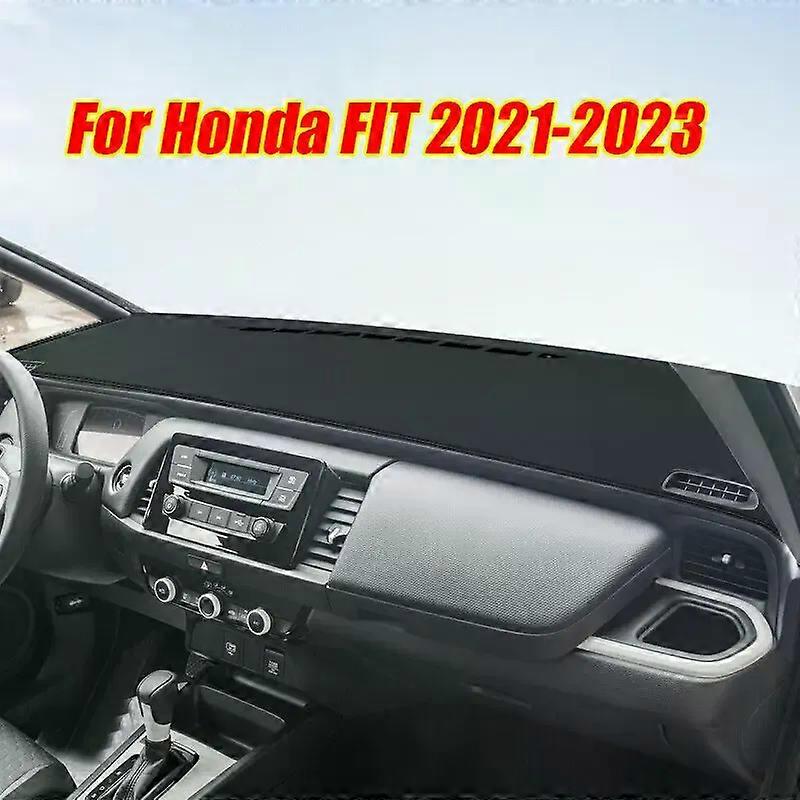 Schwarzes Leder Armaturenbrett Abdeckung Dash Protector Pad Matte für Honda FIT 2021-2023