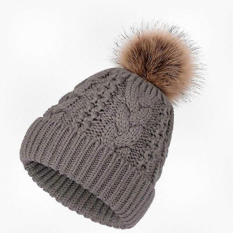 Thick Knit Beanie with Twist Design Double Layer Warm Winter Hat