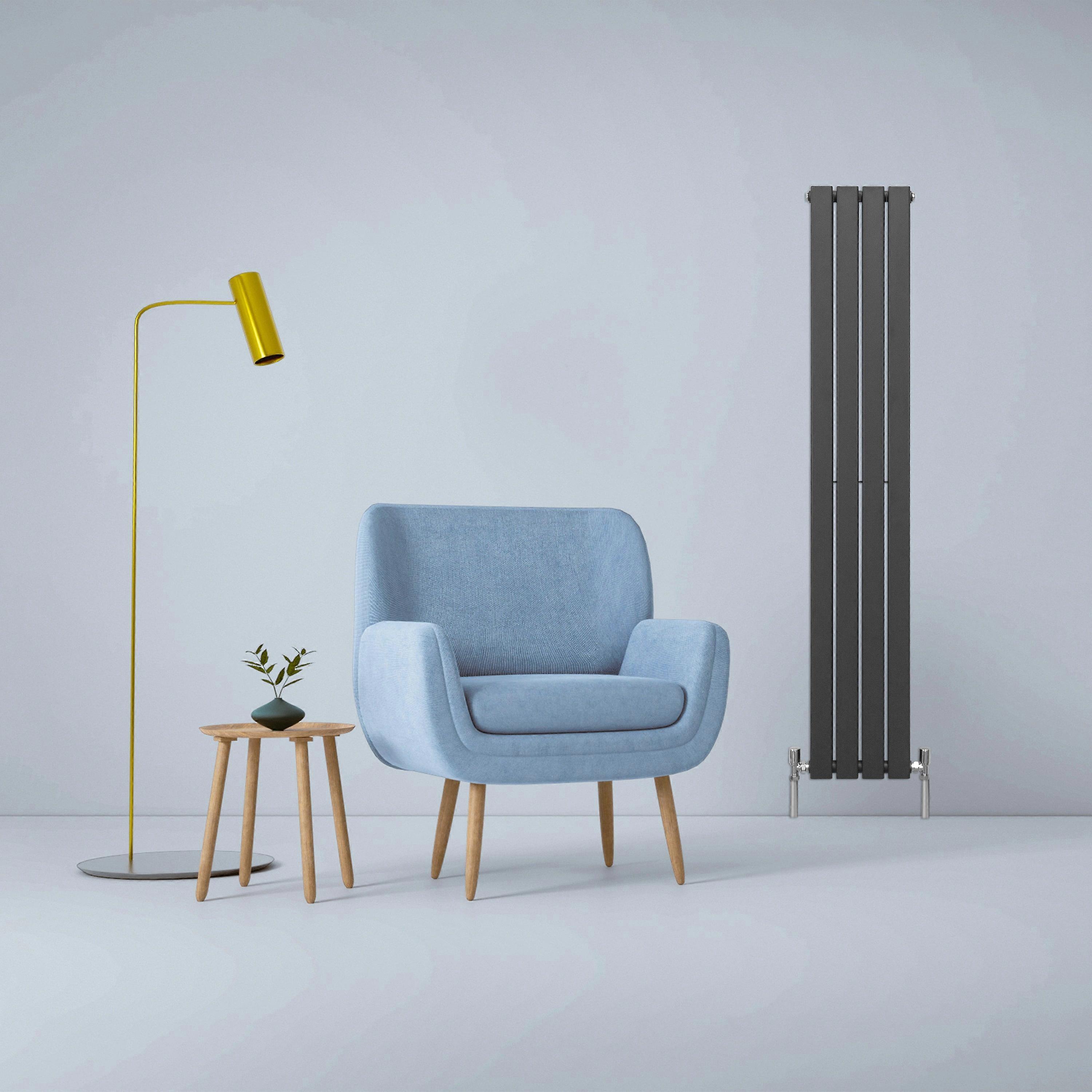 Designer Radiators 160 x 28cm Flat Panel Modern Central Heating Anthracite Grey Vertical Column