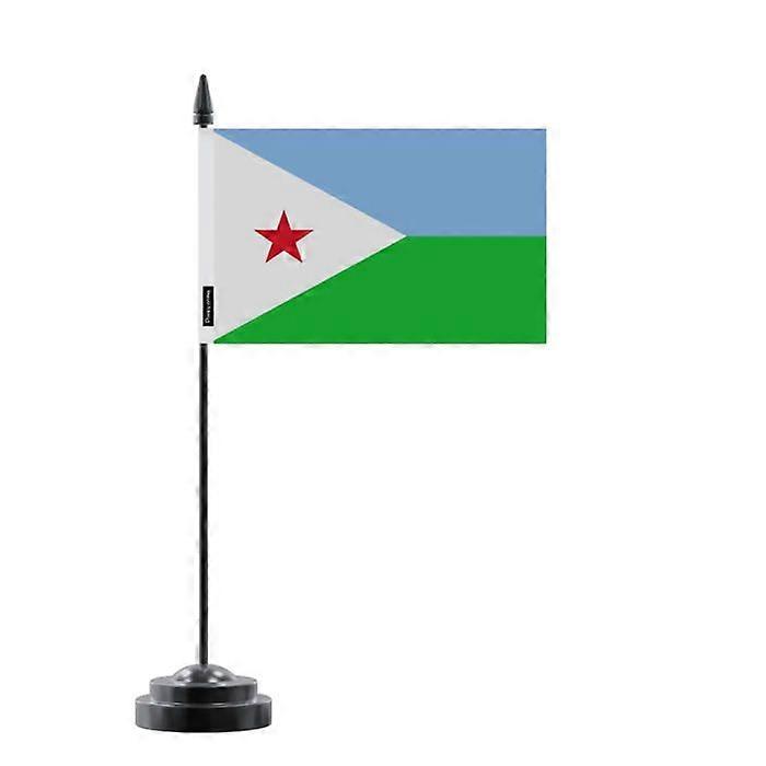 Table Flag - Djibouti - 14 x 21 cm - Polyester - Plastic Pole - Double-Sided Print