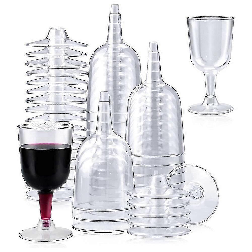 50Pcs Clear Plastic Wine Glass Recyclable, Disposable & Reusable Cups-Good