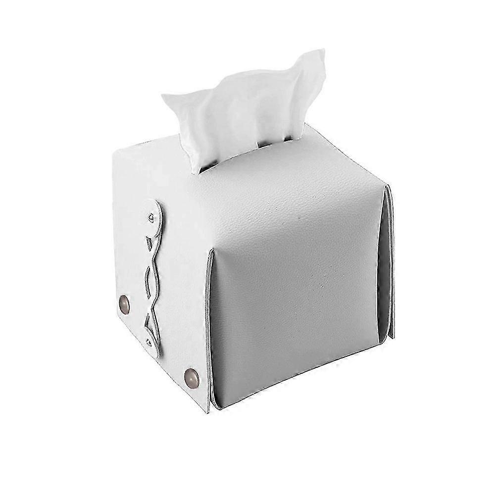 Leather Tissue Box Holder Rectangular Square, Tissue Box Cover Dispenser (Yellow)