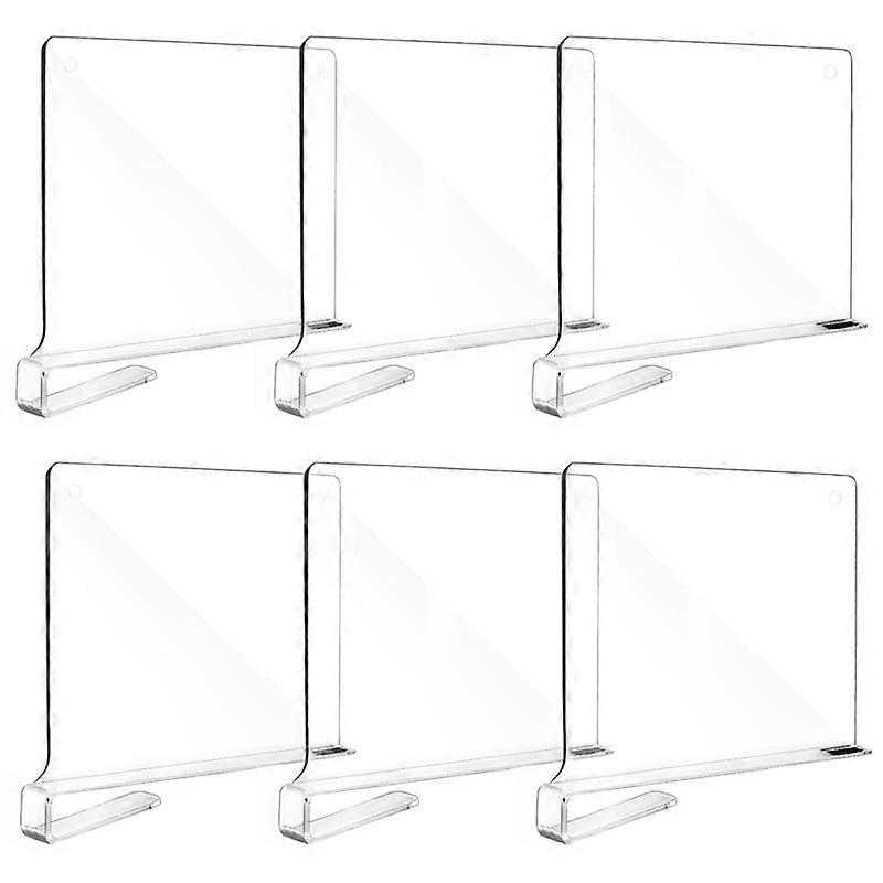 6Pcs Clear Acrylic Shelf Dividers for Organization Closets Shelf