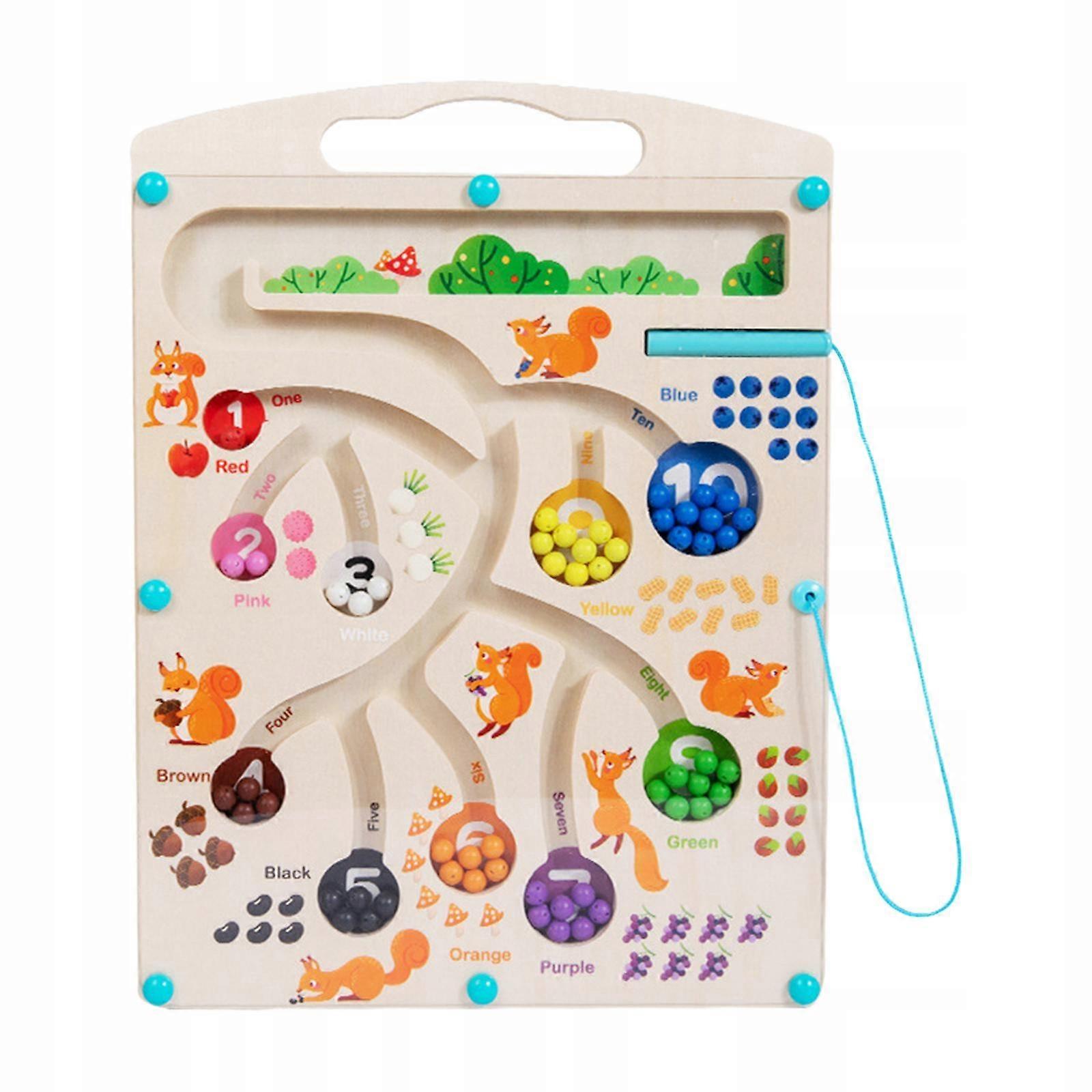 Color And Number Maze, Wooden Maze Toy, Wooden Puzzle Game Board For 3 4 5