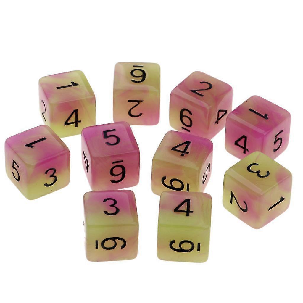 Plastic 6-Sided Dice Noctilucent Dices Set for D&D TRPG Cup Game Pack of 10,