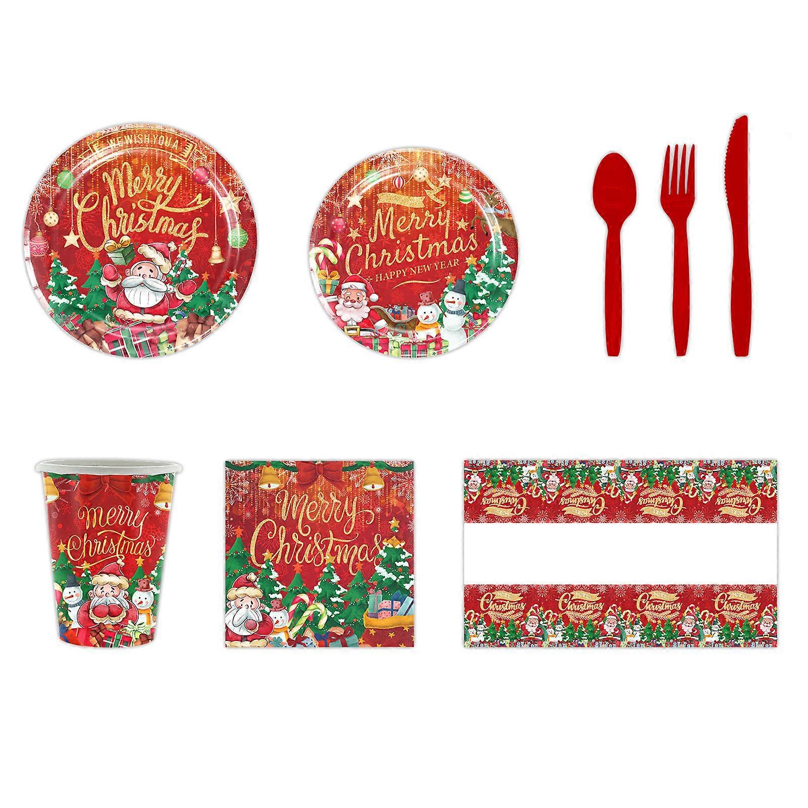 Disposable Christmas Party Tableware Convenient to Use with Safe Material Design