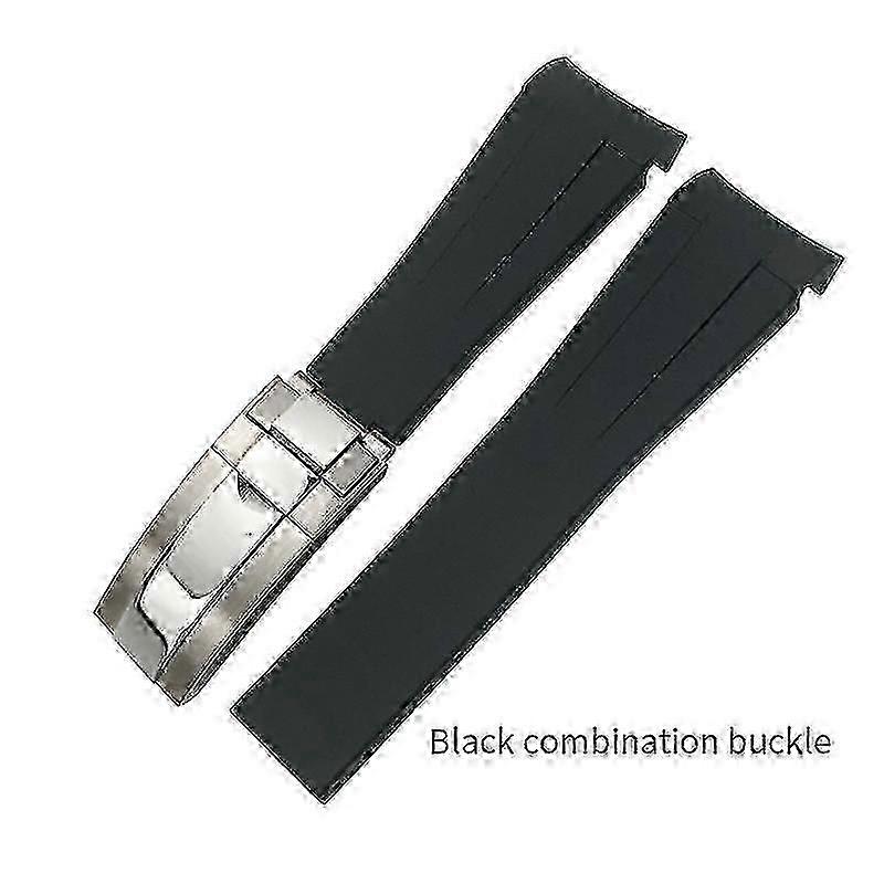 רצועת שעון סיליקון שחורה עבור רולקס סאבמרינר Daytona Gmt Yacht-master גדלים 19 מ"מ עד 22 מ"מ חומר גומי בצבע זהב ורוד