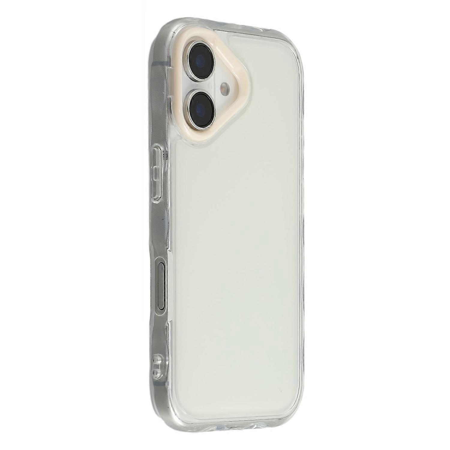 For iPhone 16 Case Inner Wave Pattern TPU + Acrylic Phone Cover - Beige