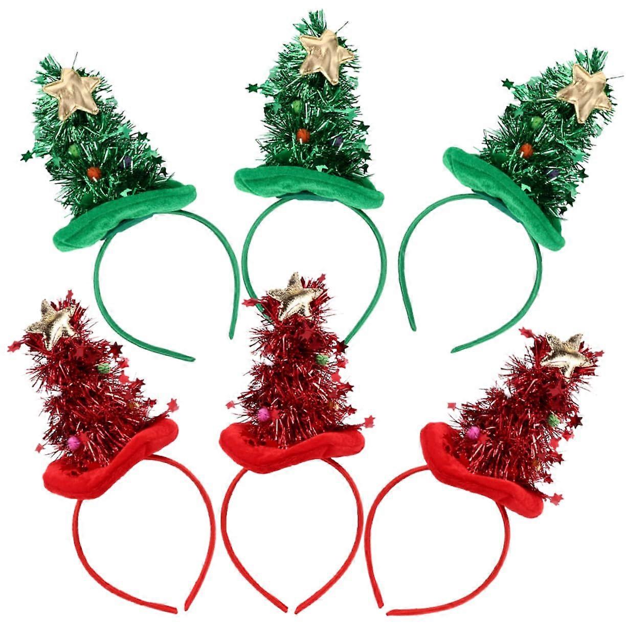Enchanting Christmas headband set 6piece Christmas tree headband For women/girls Velvet sequ Photo prop