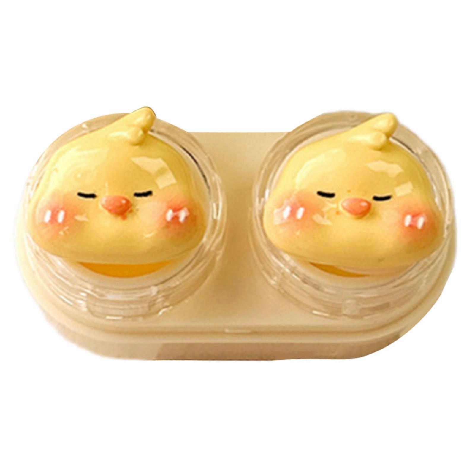 Hygienic Contact Lenses Storage Box with AntiSlip Tweezer Wearing Tool Splashproof Lens Holder Case for Travel Use  Yellow