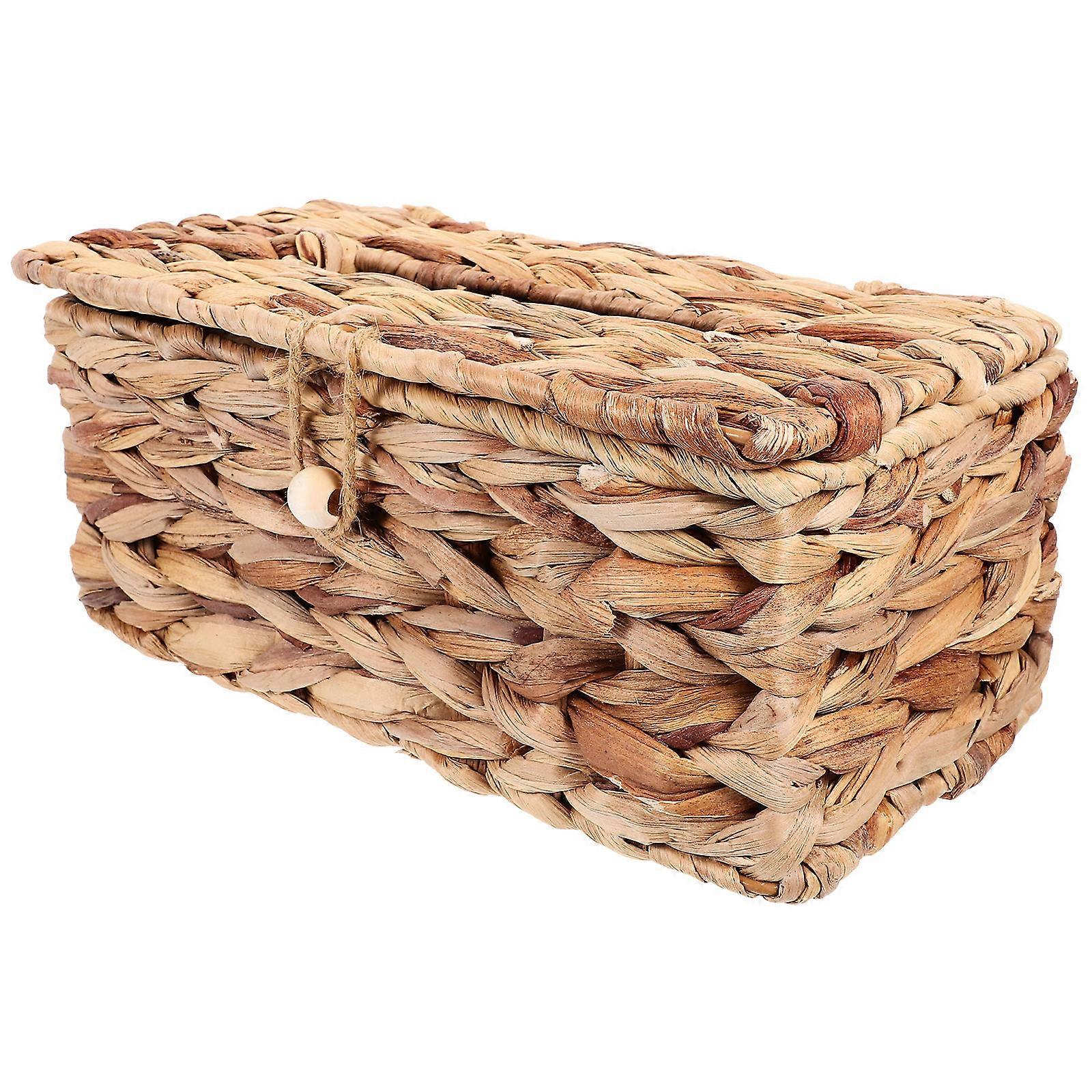 Retro Tissue Storage Box for Bathroom and Design with Seaweed Style Light Yellow