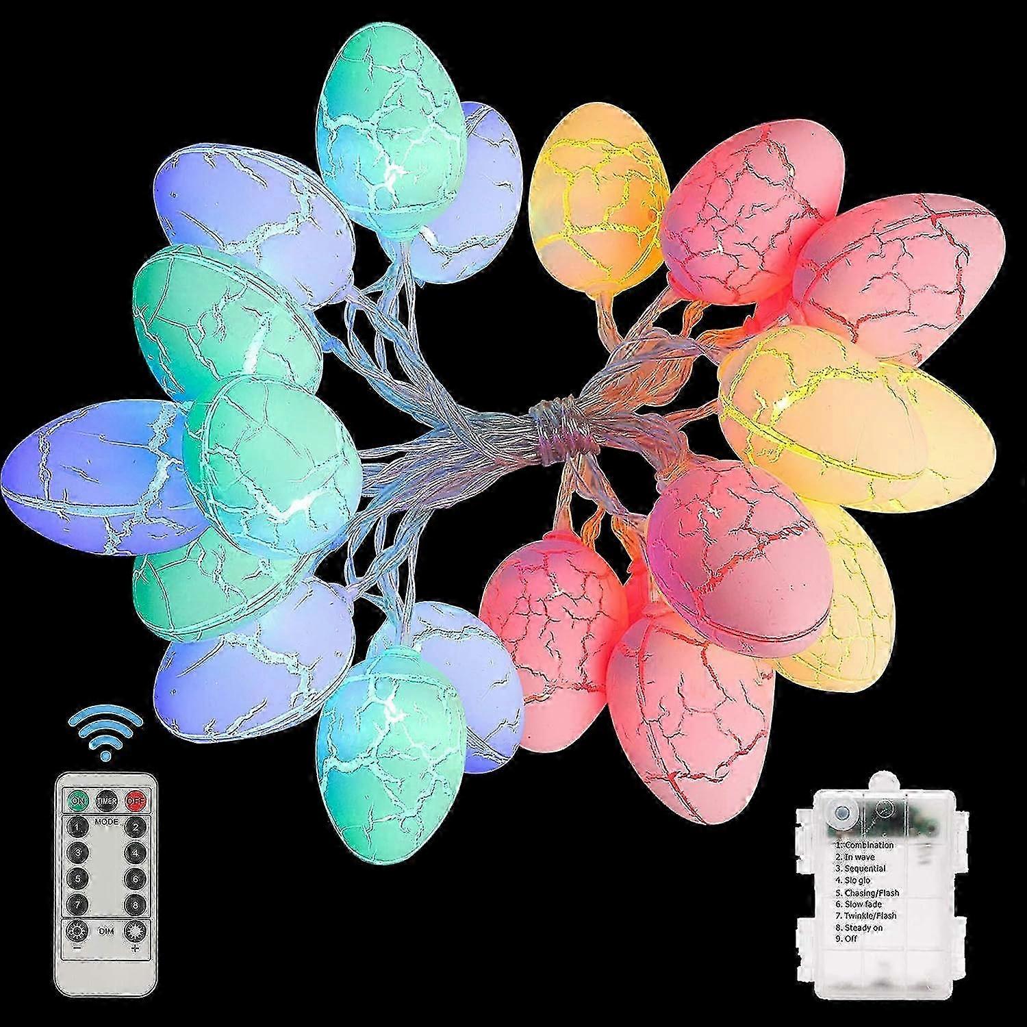 LED Egg Fairy Lights - 8 Modes, Remote Control, Battery Powered