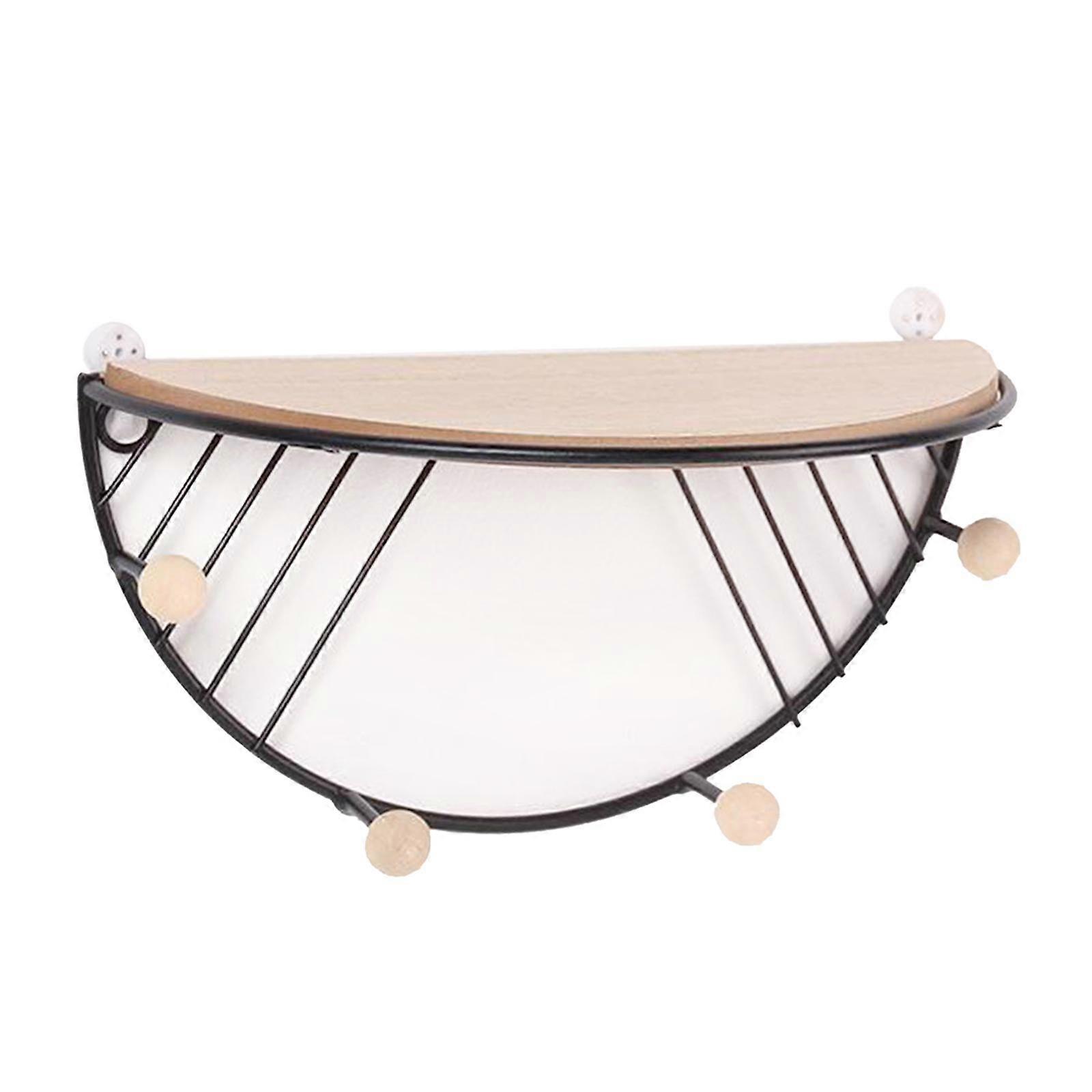Mounted Floating Shelf Rack Semicircle Storage Organizer Stand w/ Hook for