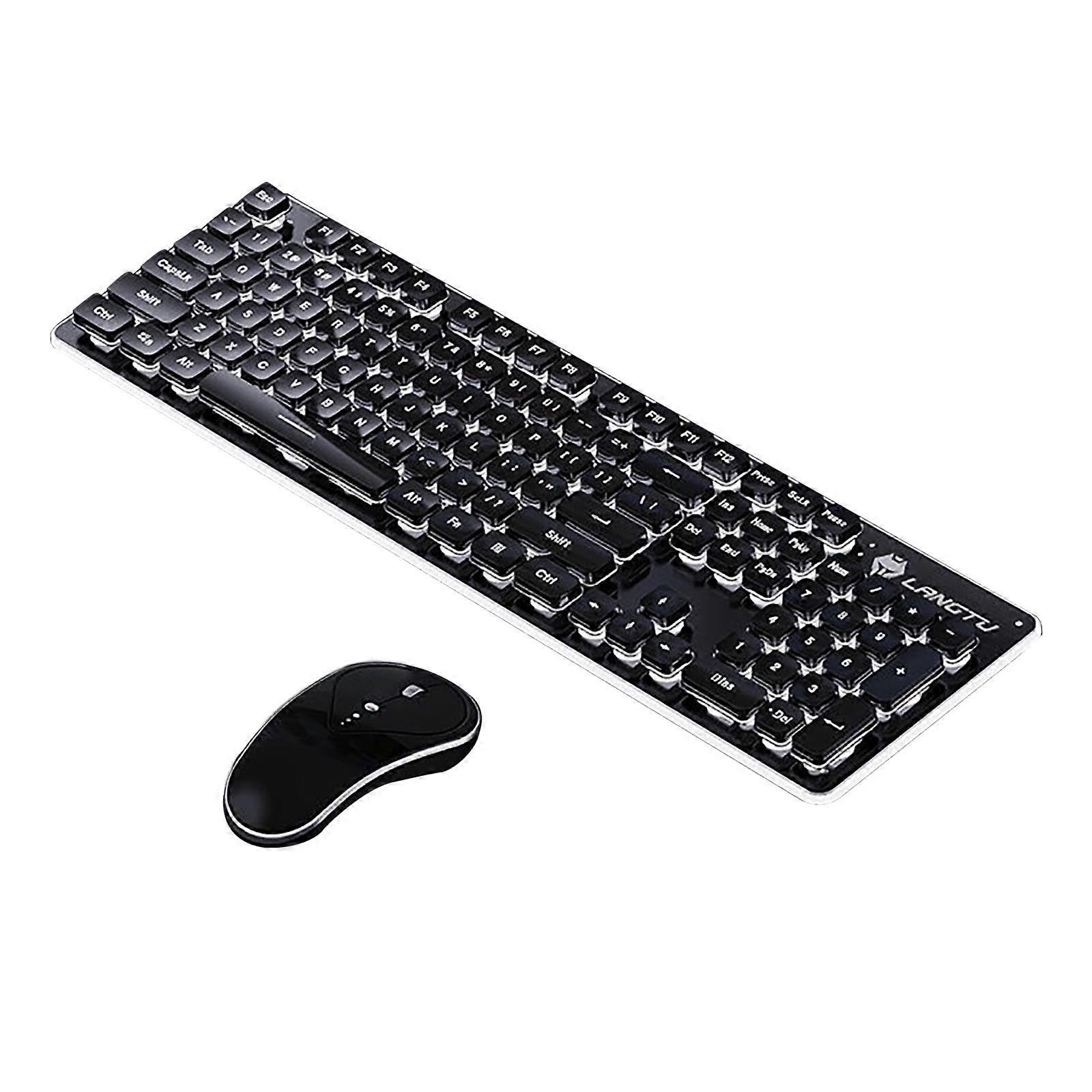 Mini 2.4G Wireless Keyboard Mouse Set 104 Keys Optical Mouse Mute Dual Color