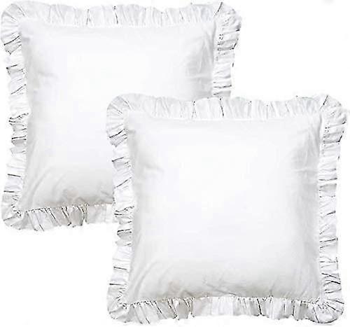 2025 2er Pack Weiß Solid Euro Edge Rüschen Kissen Sham 26" x 26"