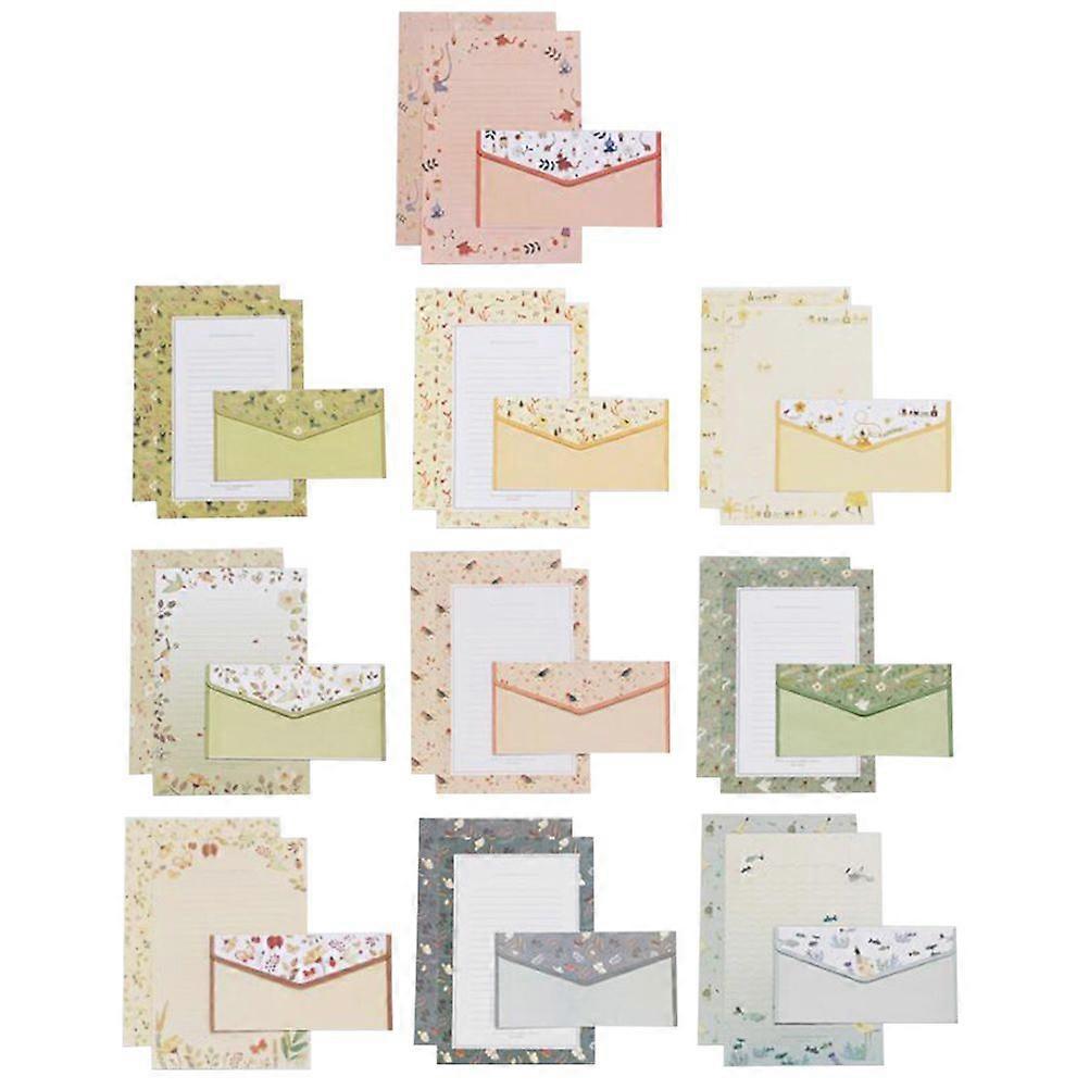 10Sets A5 Flower Printing Envelope and Letter Paper Lovely Writing Stationery Envelopes Kit (Mixed Pattern 30Pcs Envelop and 60Pcs Paper)
