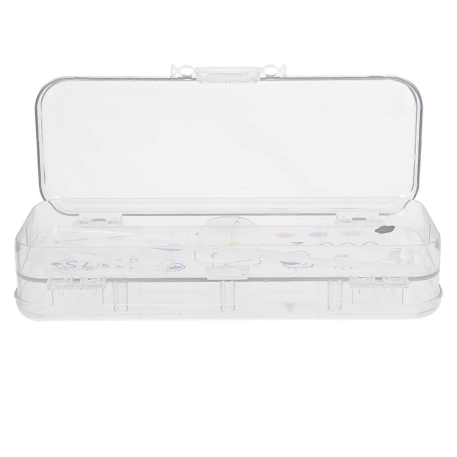 Sturdy Plastic Case Multi-Use Pencil Box For Stationery Storage Convenient Organization 1Pcs