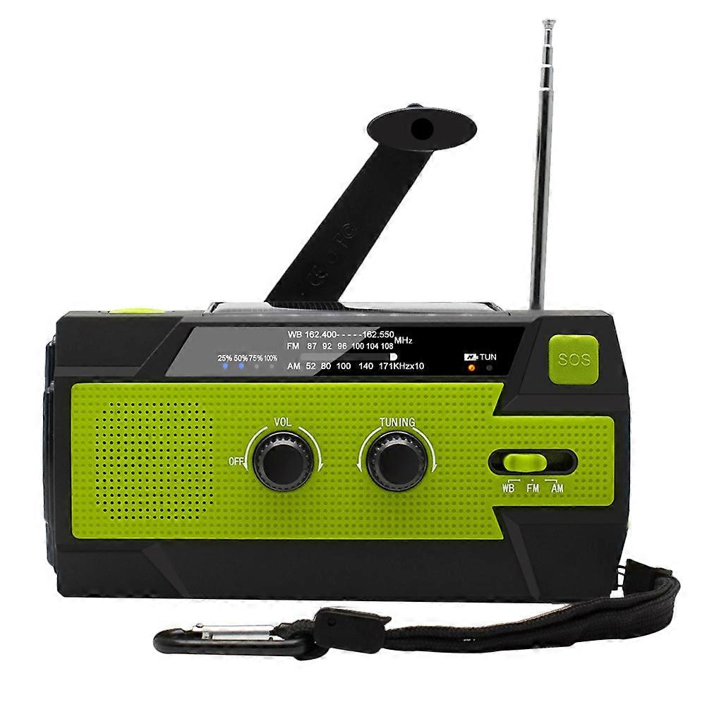 Crank Radio Emergency Solar Hand Crank Portable Radio Outdoor Camping Green 16X8.1X6.3CM Solar Powered 1Pc