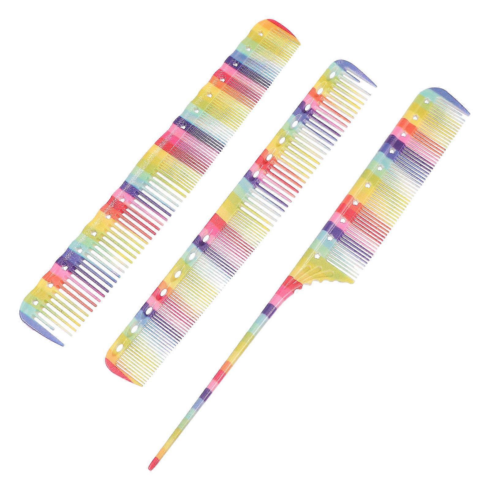 3pcs Colorful Heat Resistant Hair Cutting Combs Lightweight Detangling Styling Kit for Salon Use with Comfortable Grip