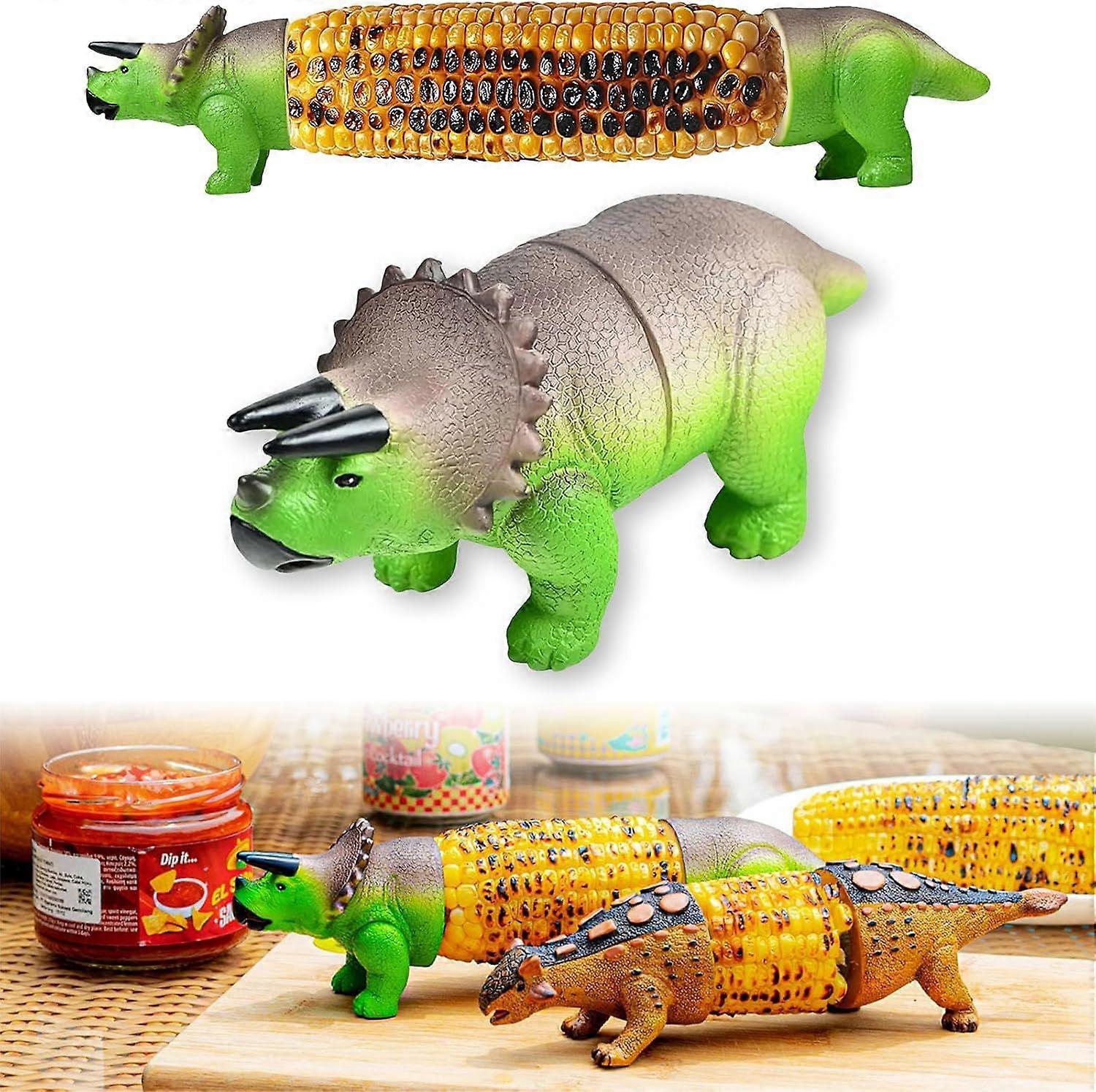 Dinosaur Corn Cob Holders, Corn Holders for Corn on The Cob, Unique Dino Corn Cob Holders for Kids and Adults, with Stainless Steel Prongs