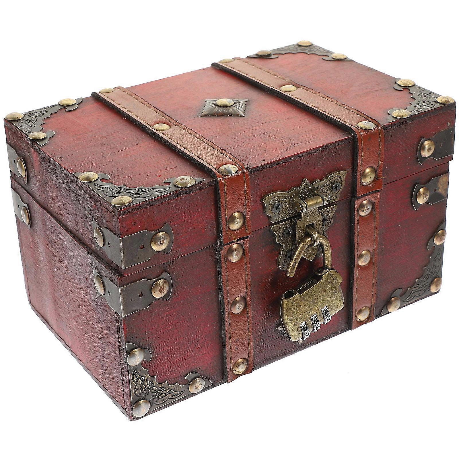 Decorative Box with Lock Large Capacity Jewelry Organizer for Home Use Red Alloy Material 18.00X11.50X10.50CM 1Pcs