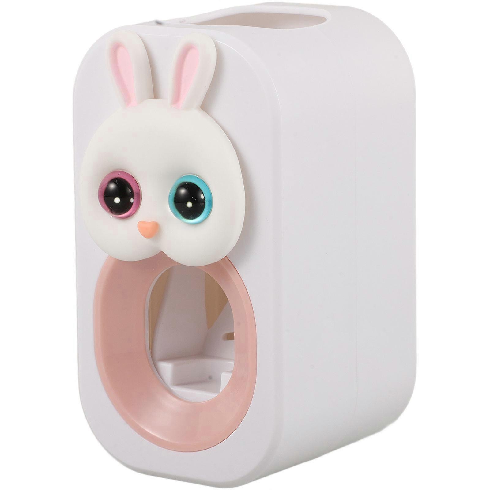 Toothpaste Organizer Wall Mounted Cartoon Toothpaste Dispenser Bunny Shape Pink 1Set Bathroom Stuff