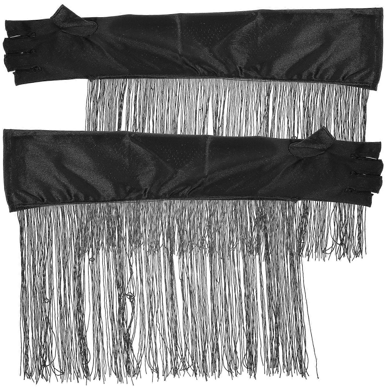 Long Tassel Gloves Perform Gloves Charming Highlight Dance Event 50x35cm 1 Pair
