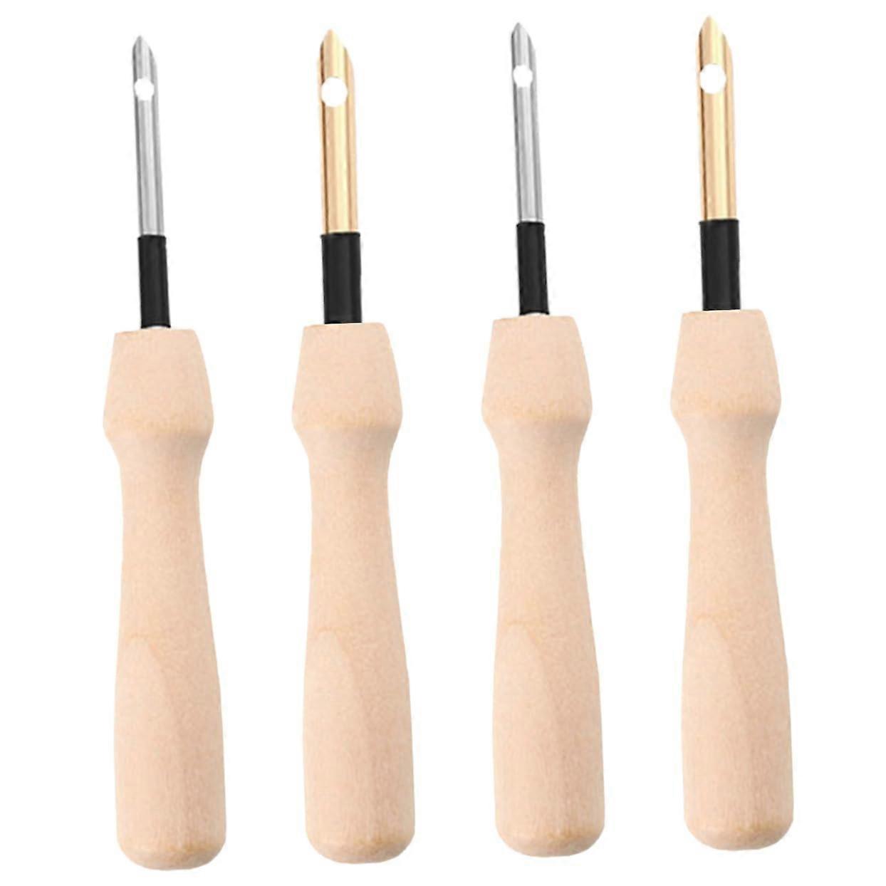 4 Piece Tapestry Needle Set for Embroidery and Sewing, Khaki Wool Felting Needles, Craft Punching Tools