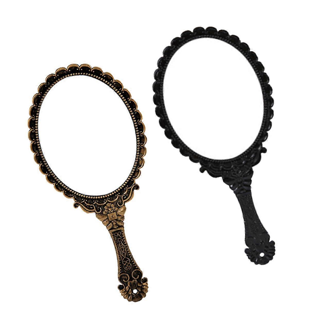 Art Hand Mirror for Women - Compact Oval Makeup Mirror Set with Handle for Beauty Routine, Travel-Friendly Design