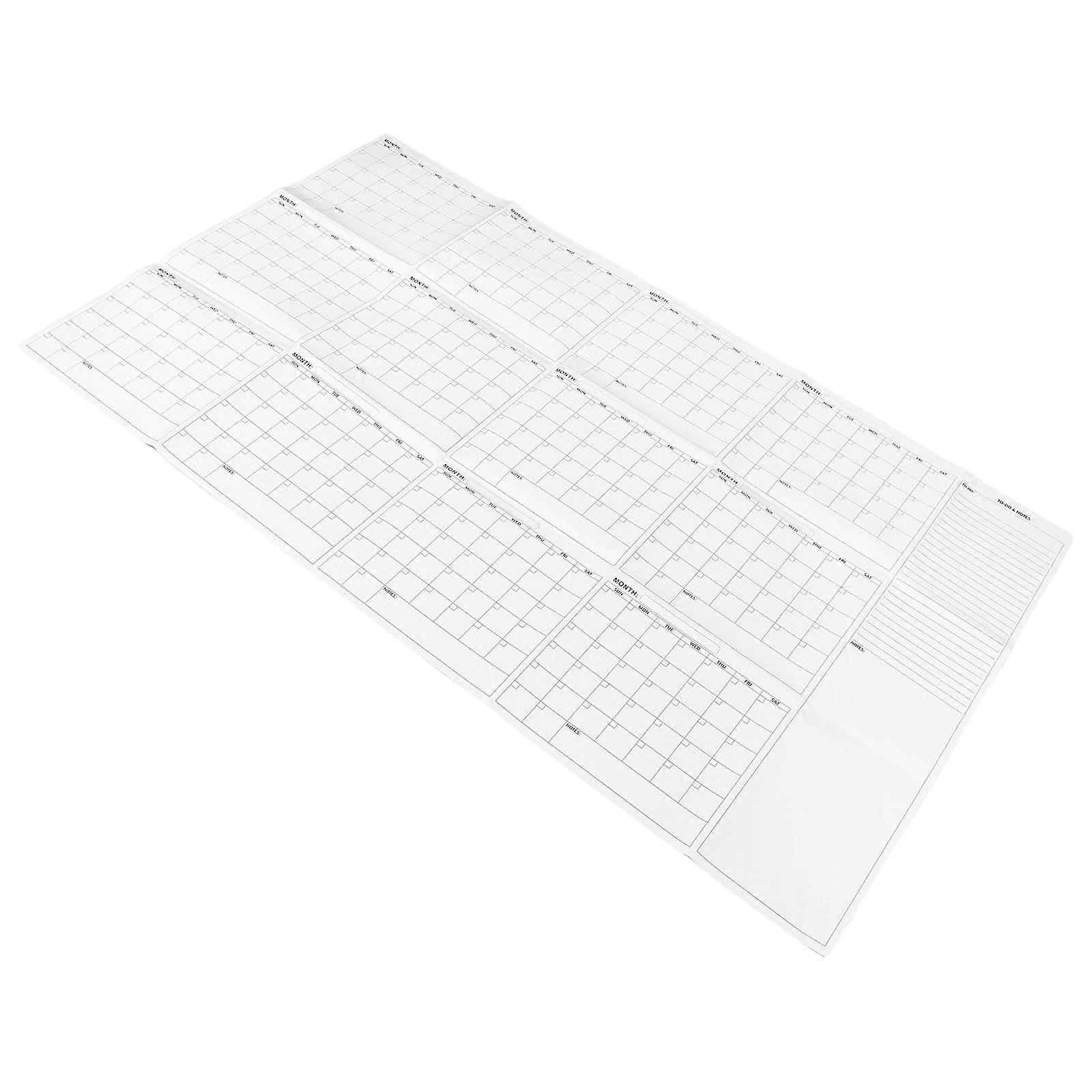 Extra Large Erasable Monthly Calendar Whiteboard for Wall   Undated Yearly Planner with English Layout, Dry Erase Board with Pen for Office and