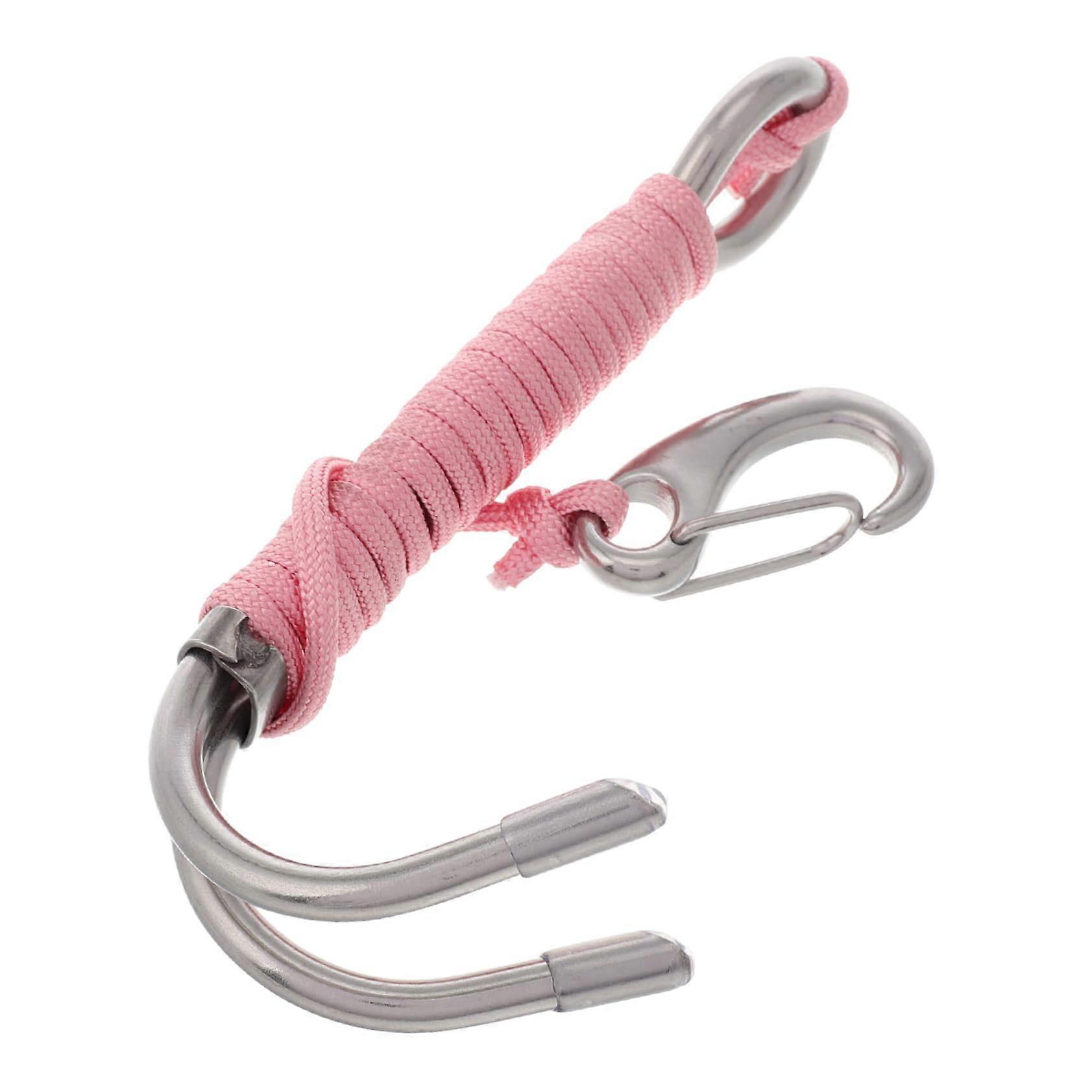 Diving Hook Stainless Steel, Double Hook, Tackle Accessory, Pink Nylon, Lure Holder Hook, Diver Bracket