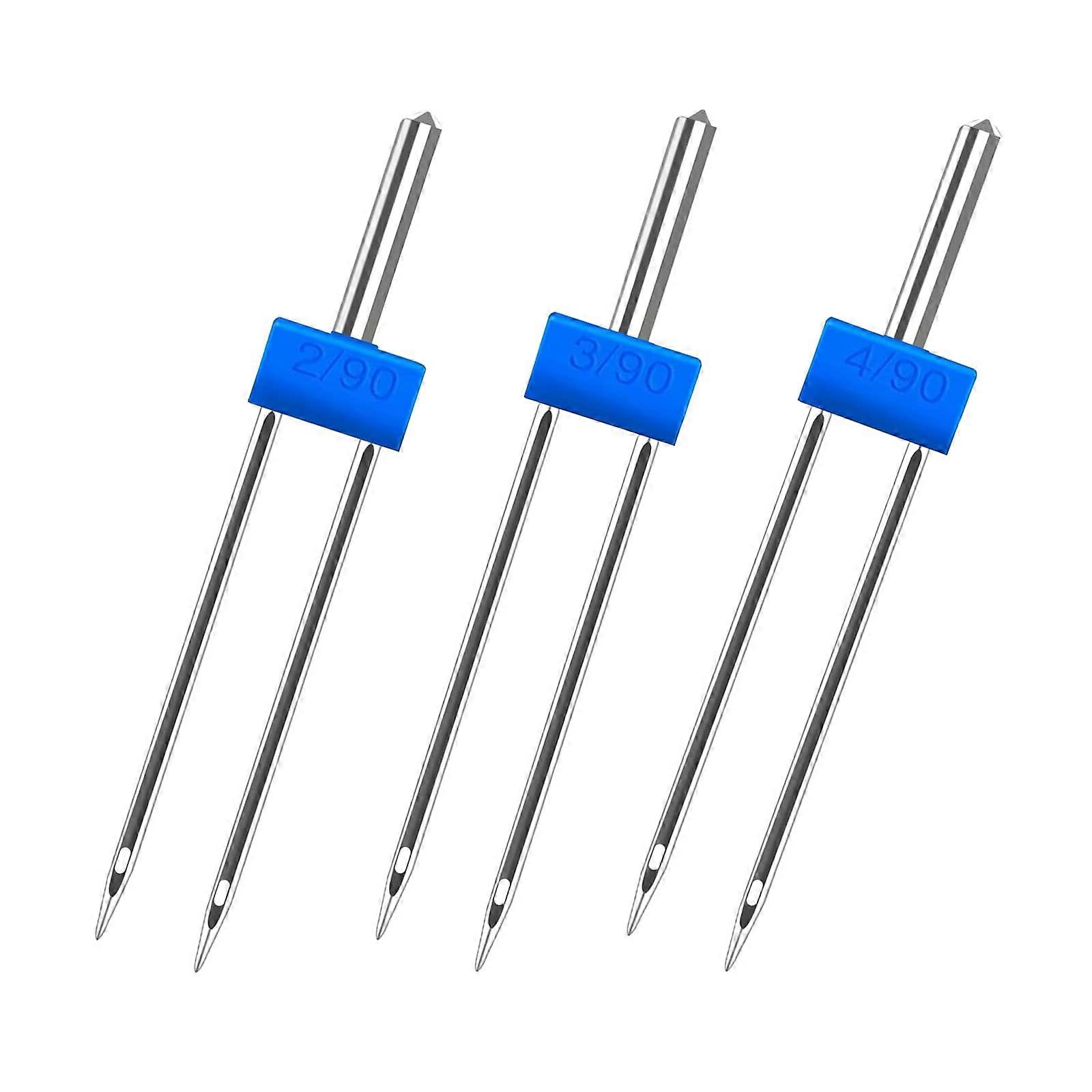 Twin Needles for Sewing Machines - 3 Sizes Mixed 2.0/90, 3.0/90, 4.0/90 Stretch Double Needles for Household Dressmaking