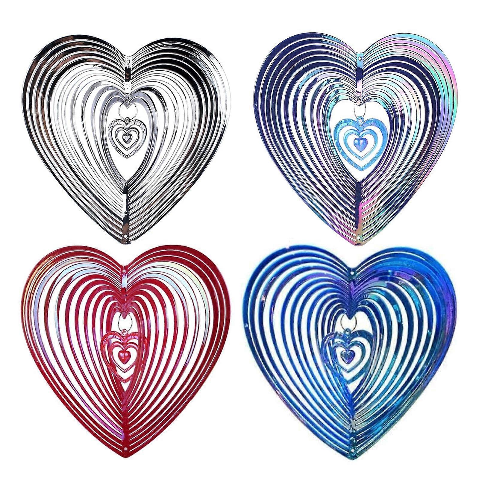 Bird Deterrent Pack of 4 Heart-Shaped Reflective Wind Chimes for Pigeon and Swallow Repellent in Gardens and Balconies