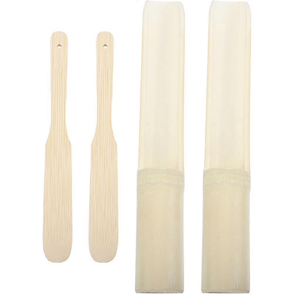 Carved Bamboo Non-slip Handle Food Preparation Tool for Families 2 Sets