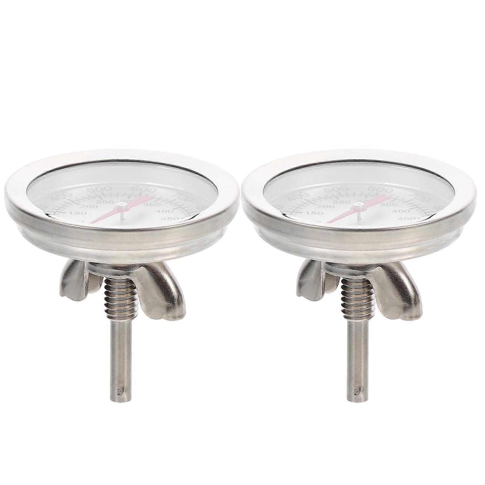 2 Pcs Stainless Steel Oven Thermometer for Barbecue Use with Large Display and Fast Response Silver