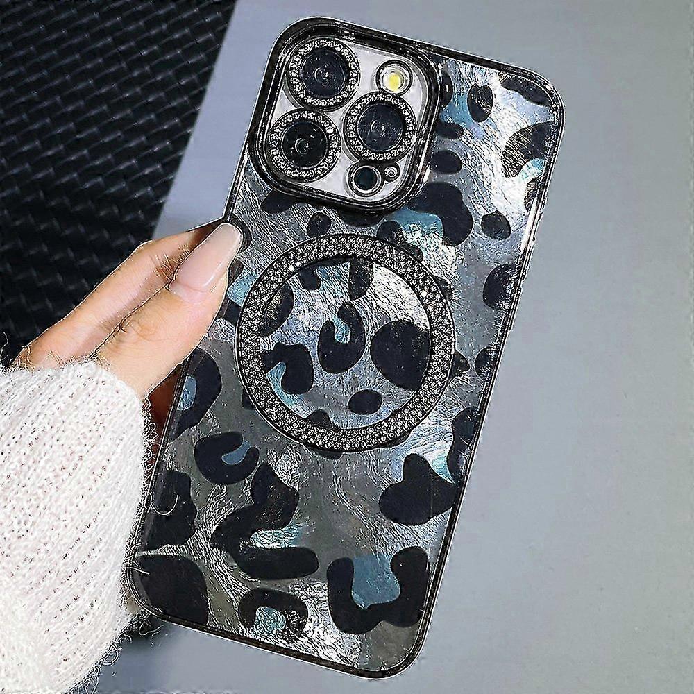Case Compatible with MagSafe for Certain Brand Epoxy Shockproof Phone Cover Leopard Print