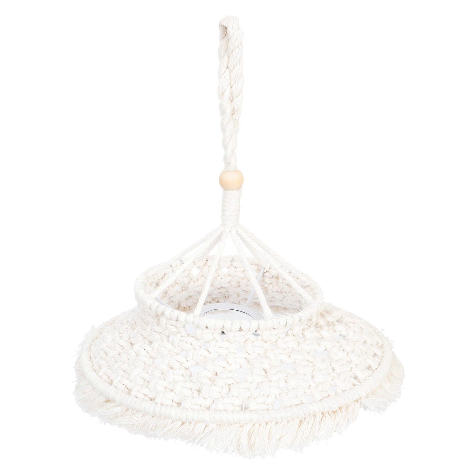 Woven Lampshade Round Shape Decorative Lamp Cover for Baby Room Wedding 30x25cm Beige Cotton Thread Romantic Atmosphere 1Pc
