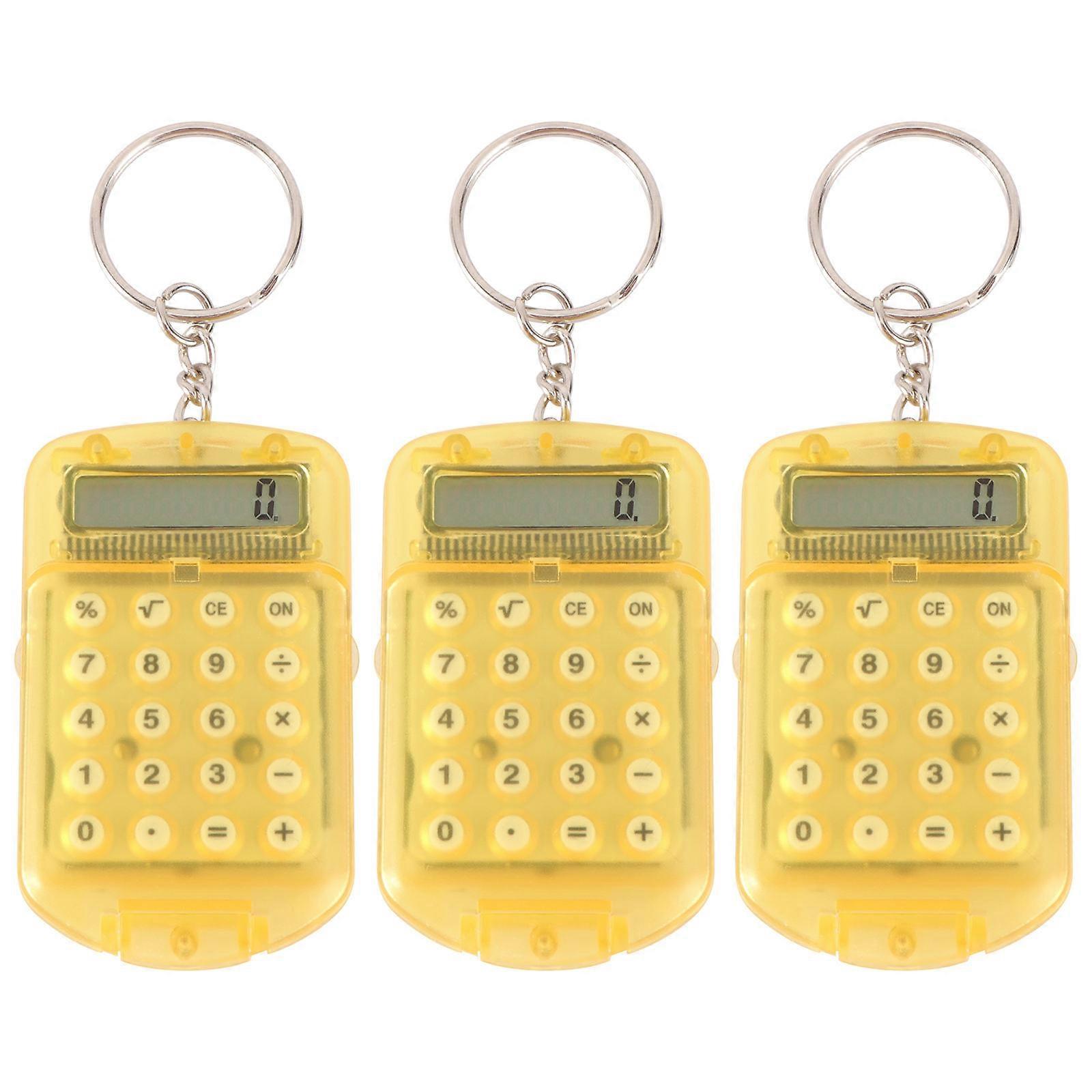 Small Mini Calculator Portable Calculator Key Ring Shaped for Children Students 3Pcs