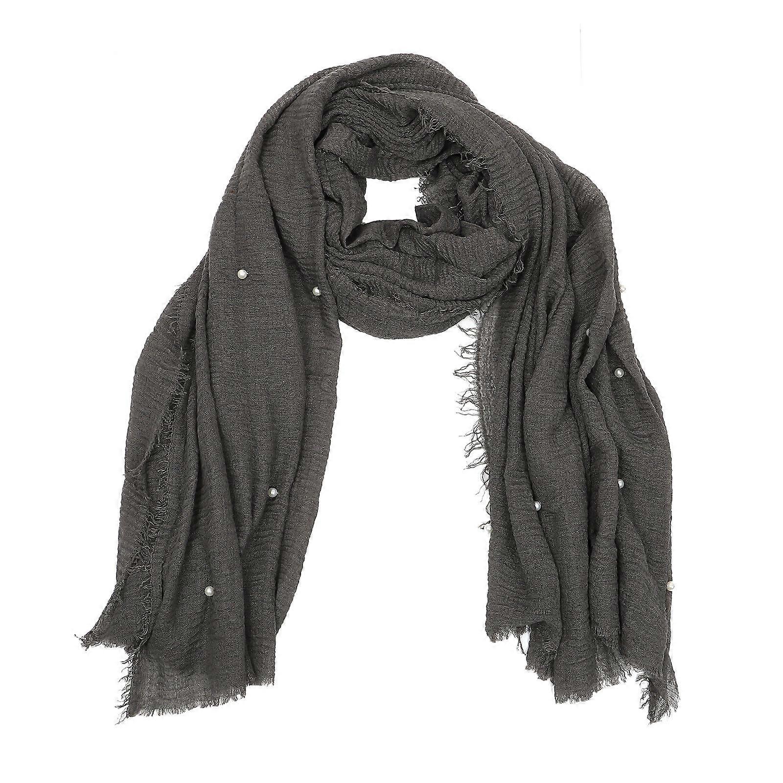 Fashion Solid Scarf Wrap Shawl Comfortable Shawl Outdoor Activities Rectangular Pearl Decorated 1Pack