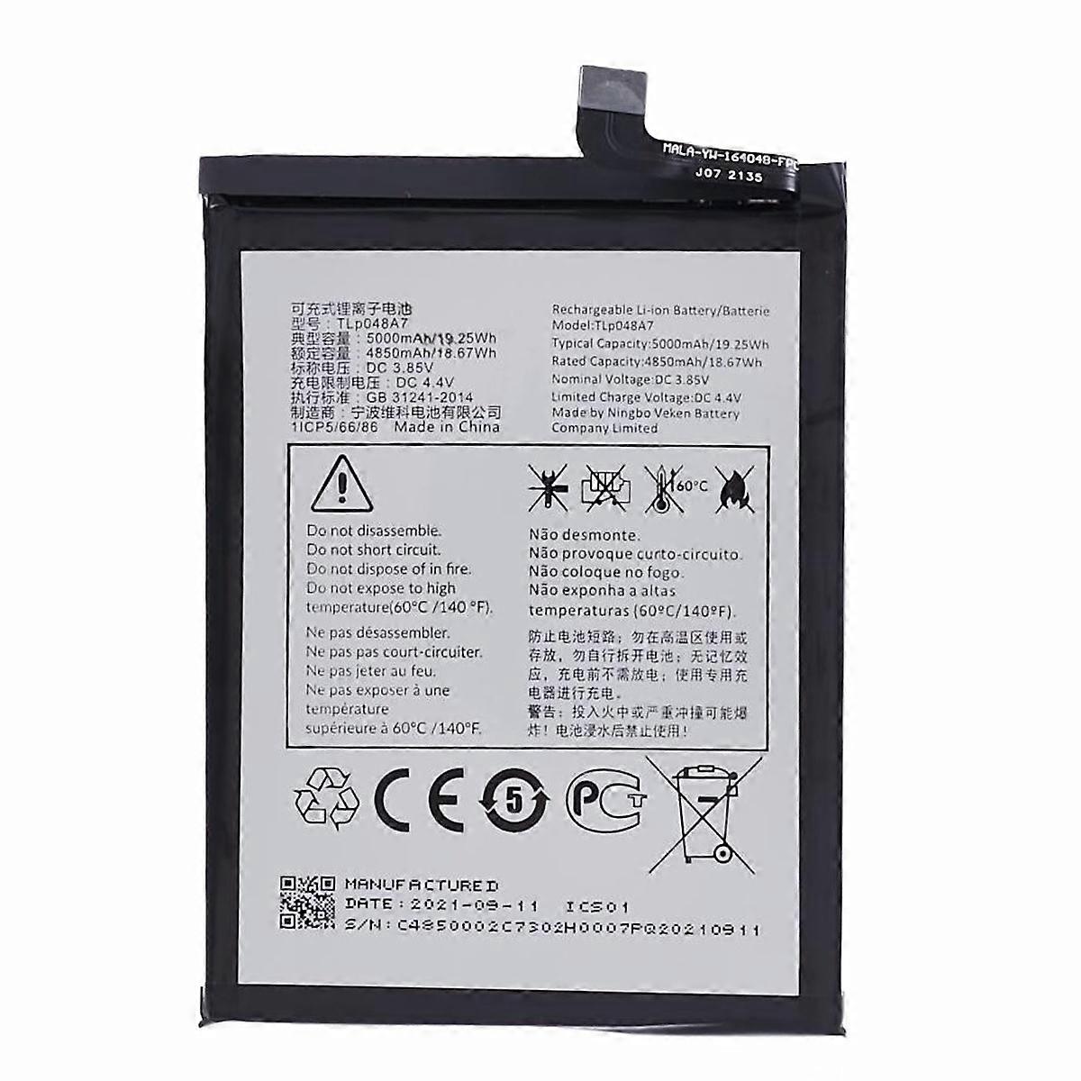 For TCL 20 SE 3.85V 4850mAh Li ion Polymer Battery Assembly Part (Encode: TLP048A7) (without Logo)