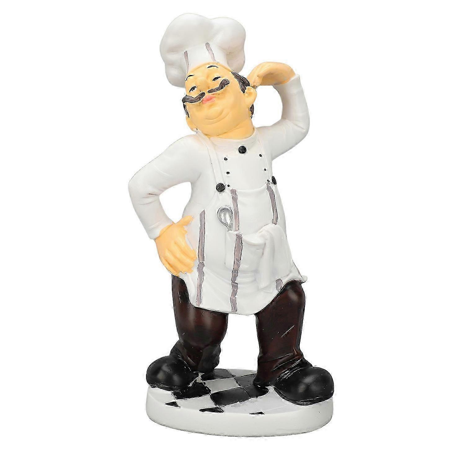 French Chef Figurine 30x14x11cm Resin Funny Chef Sculpture Kitchen Restaurant Decor