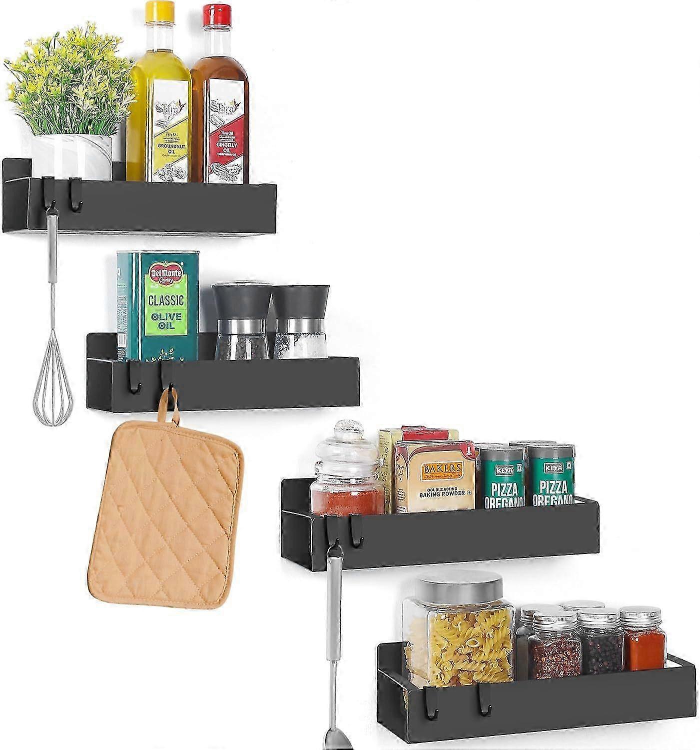 Magnetic Kitchen Spice Rack Organizer for Refrigerator Storage [4 Pack] - Versatile Fridge Organizer