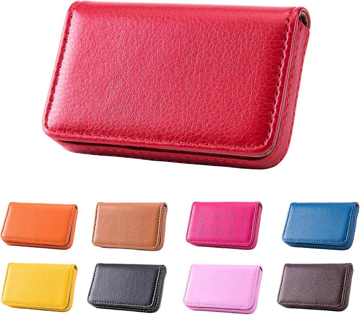 Comes with a magnetic clasp wallet business card holder, a unisex business card case. (Black)