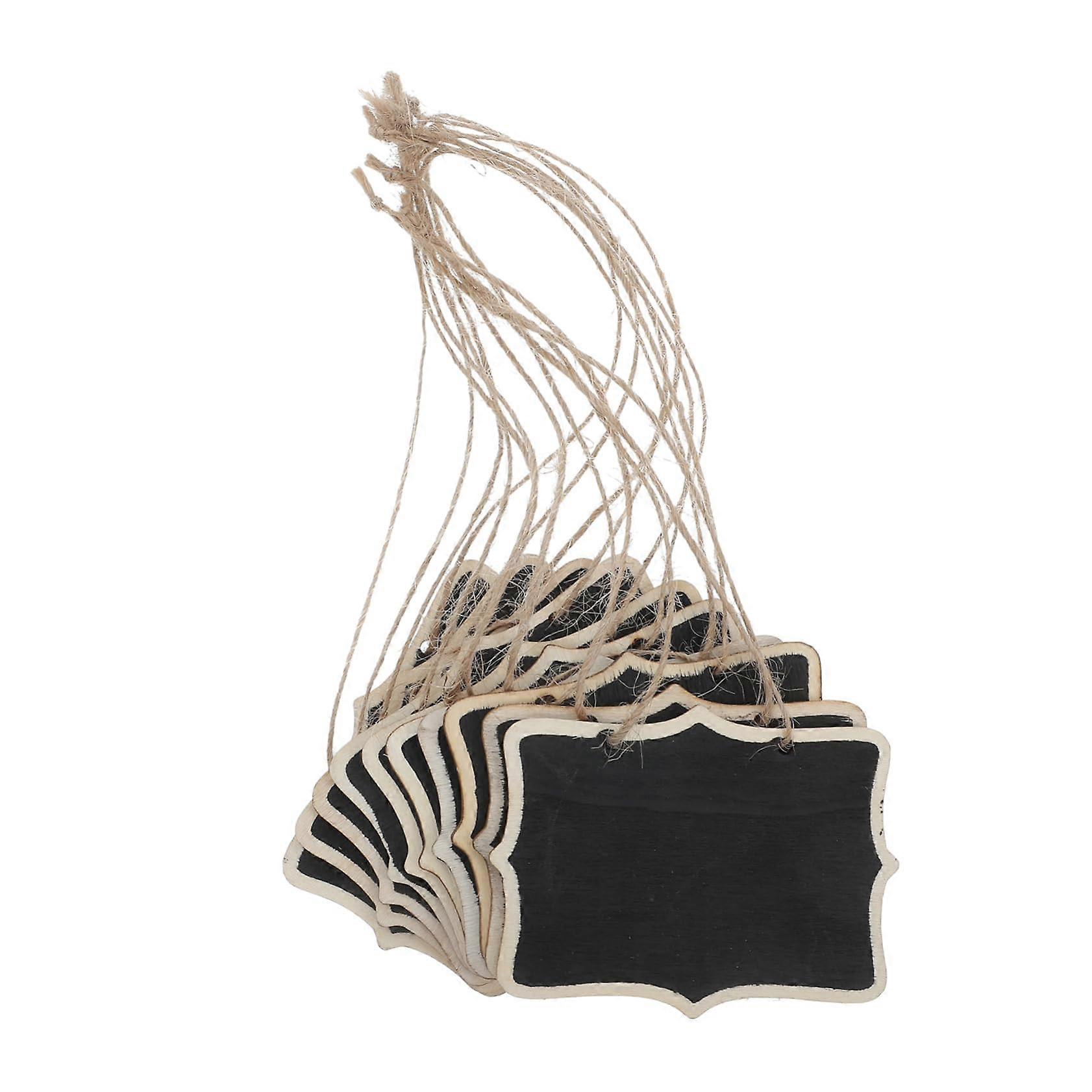 Mini Rectangle Chalkboard Tags - 10 Pieces Wooden Hanging Labels for Kitchen Buffet, Crafting, and Party Decor