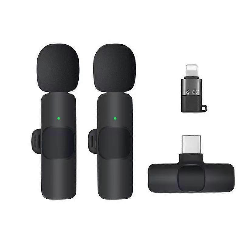 Lapel Wireless Microphone One Drag Two for iPhone iPad USB-C Noise Reduction Mini Radio Mic for Video PC Live Broadcast