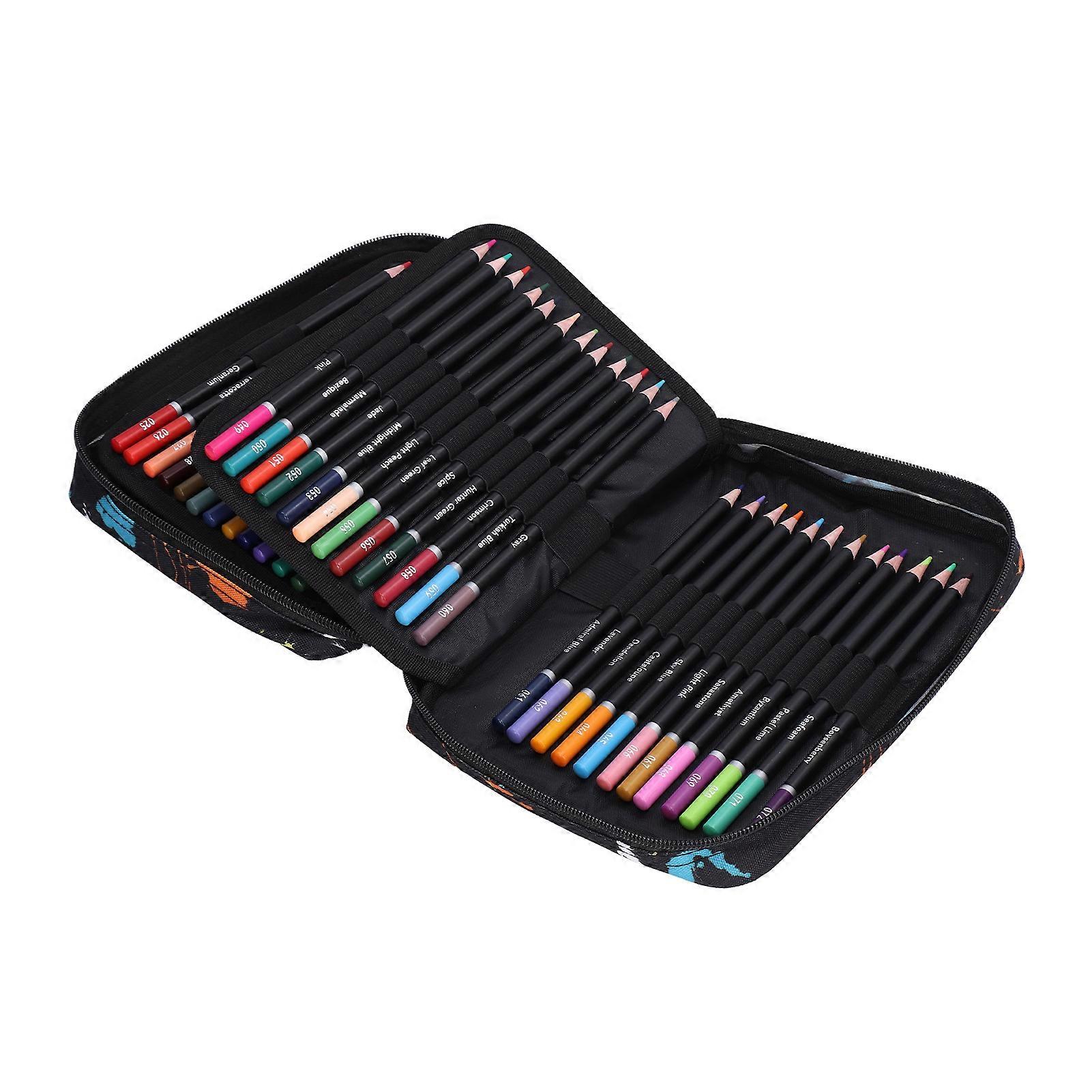 72 Colored Pencils Zipper Case Set Quality Soft Core Colored Leads with Refill Extender Pencil Sharpener for Drawing Painting