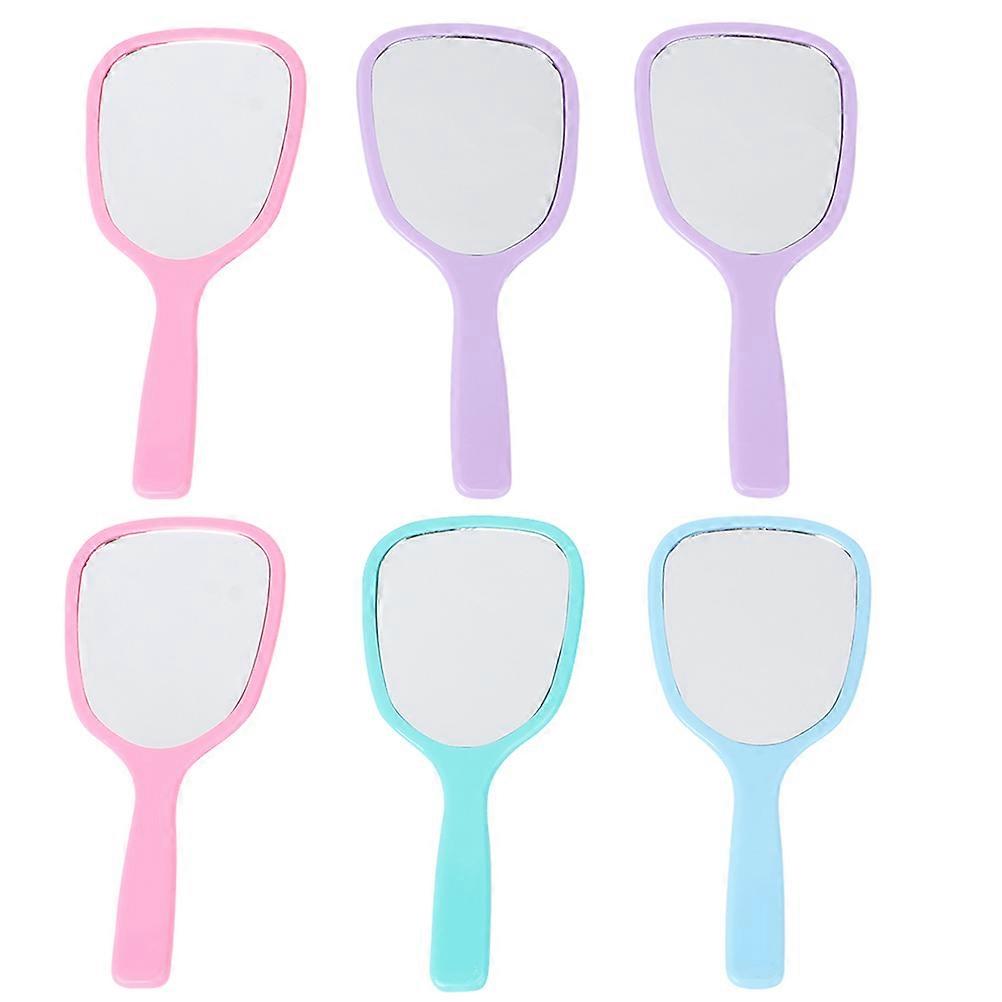 Handheld Mirror Small Size 18x8cm Glass Material Portable Makeup Refinement 6Pcs
