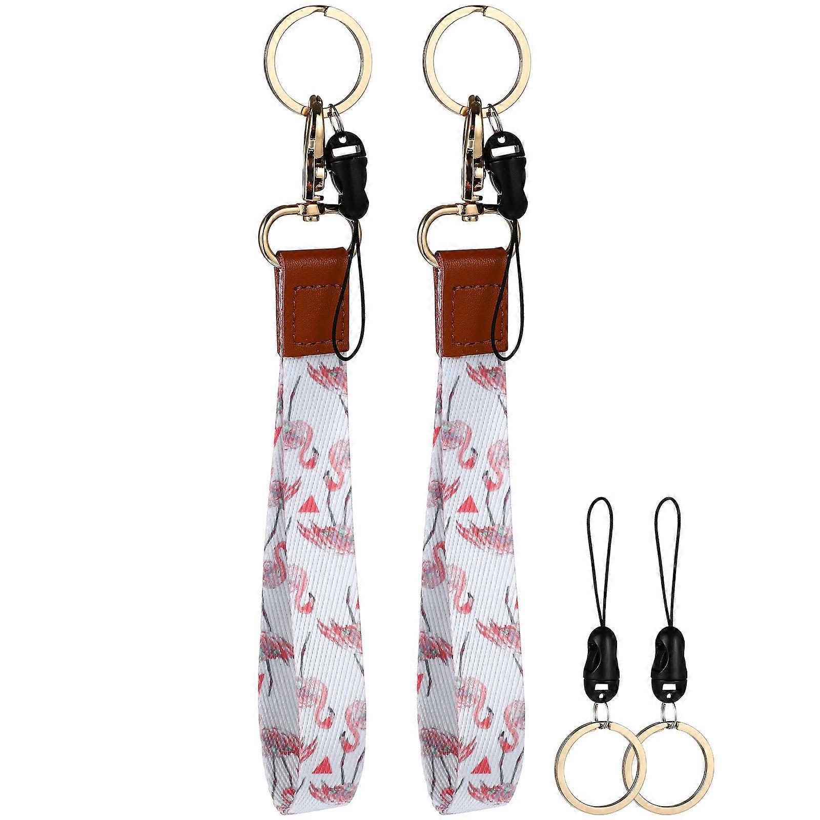 Wristlet Key Chain Cell Phone Lanyard Clip Practical Design Red Metal 4Pcs