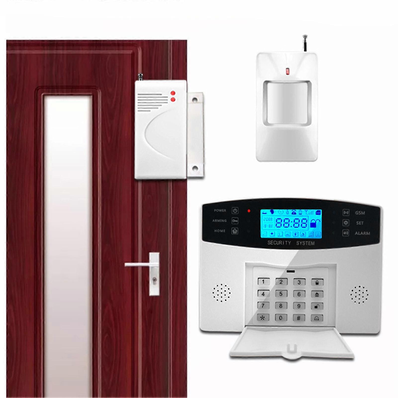 Home Security Alarm Wireless GSM Burglar Alarm Door Entry Sensor Infrared Detector with 2 Remote Control